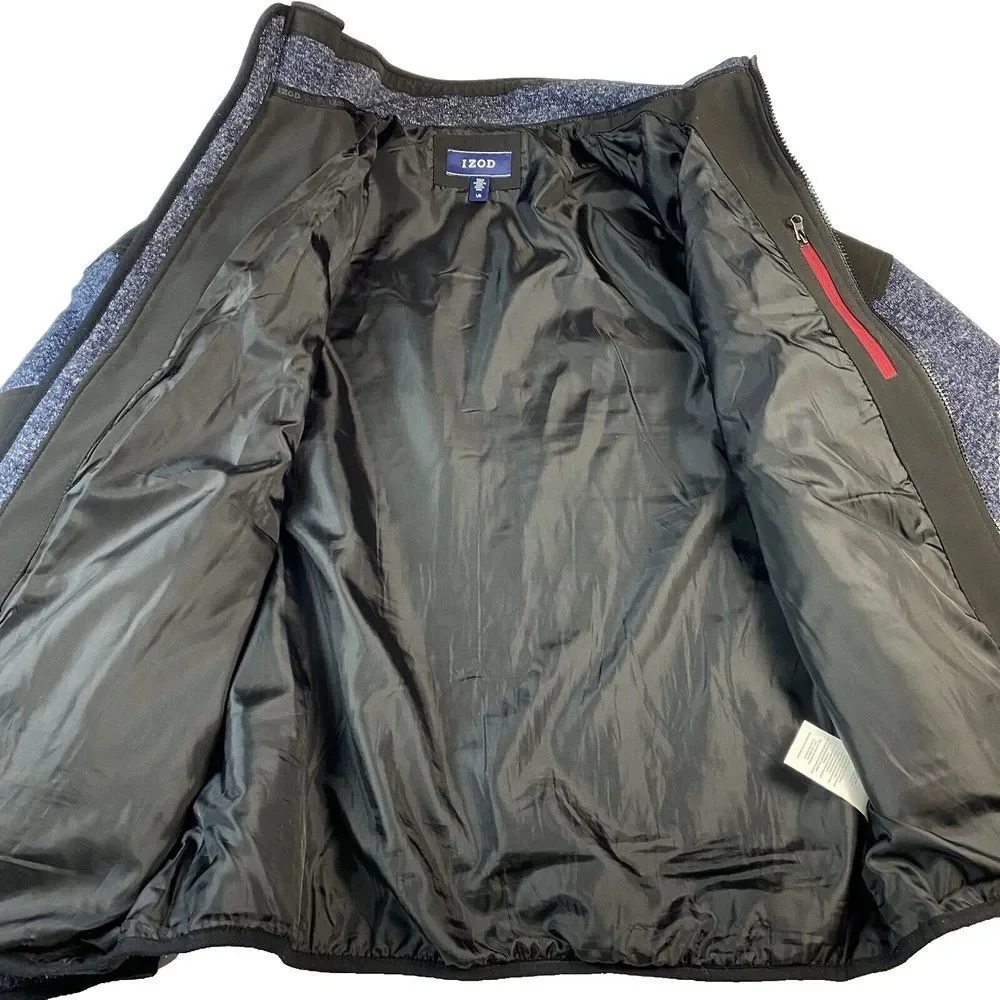IZOD PerformX Jacket Men's Size‎ Large Zippered Lined Coat Blue Black Colorblock